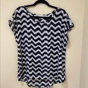 Charming Charlie medium sheer Black and White Graphic Blouse